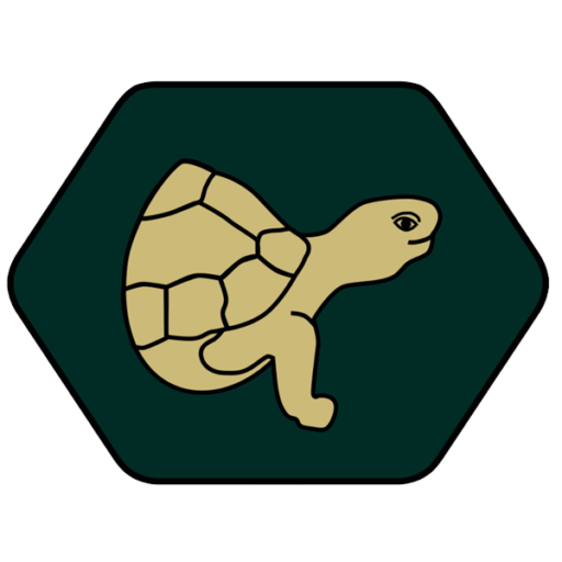 Talking Tortoise Logo - image of a tortoise with a hexagon green background