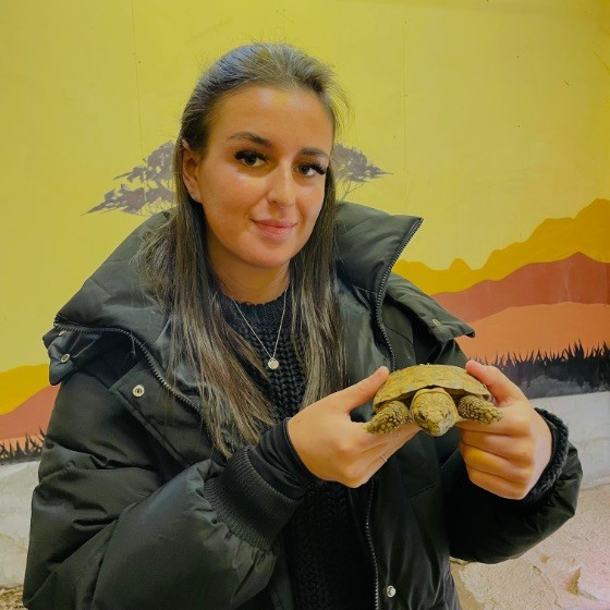 Lilly with a pancake tortoise